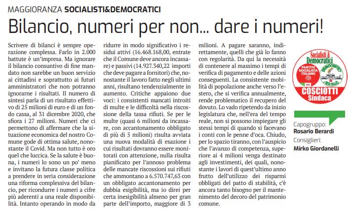 numeri del bilancio
